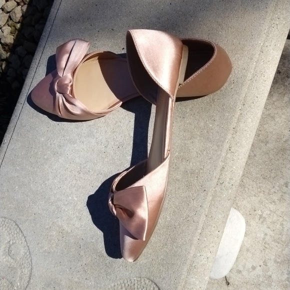NWOT Lauren Conrad BlushPink Gazania Satin Bow D'Orsay Flat Sz9 girlhood wedding - Picture 8 of 10